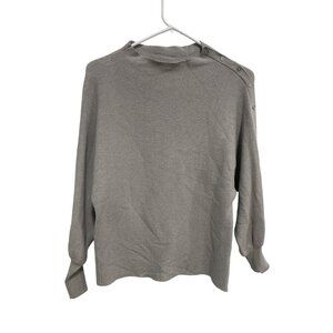 The Nines Sweater Size Small Dolman Sleeve Pullover Button Accent Gray Knitwear